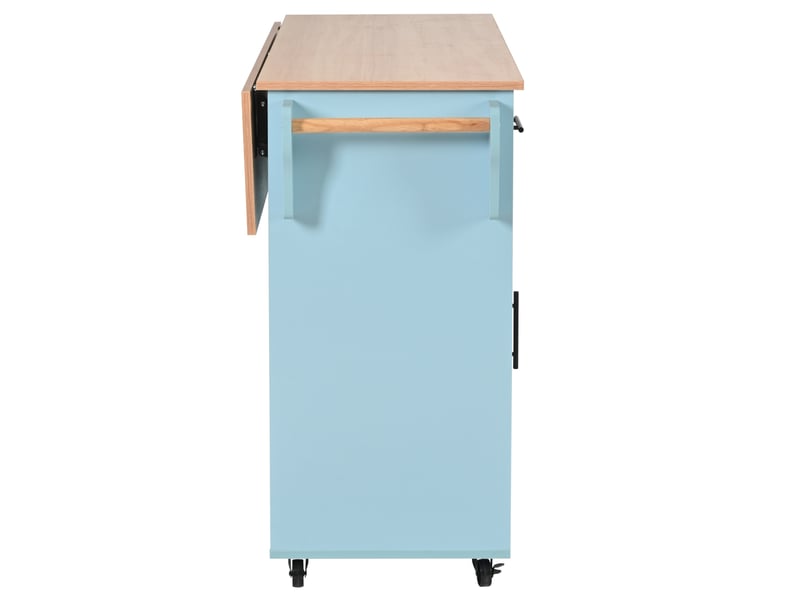  Desserte de cuisine 139x46x91,5 cm avec plateau rabattable, mdf, bleu  - Conforama E