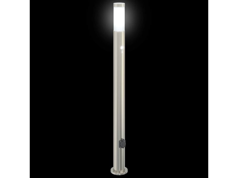  Lot de 3 borne lumineuse avec détecteur et prise 110 cm acier inoxydable ip44 shl60222  - Conforama E