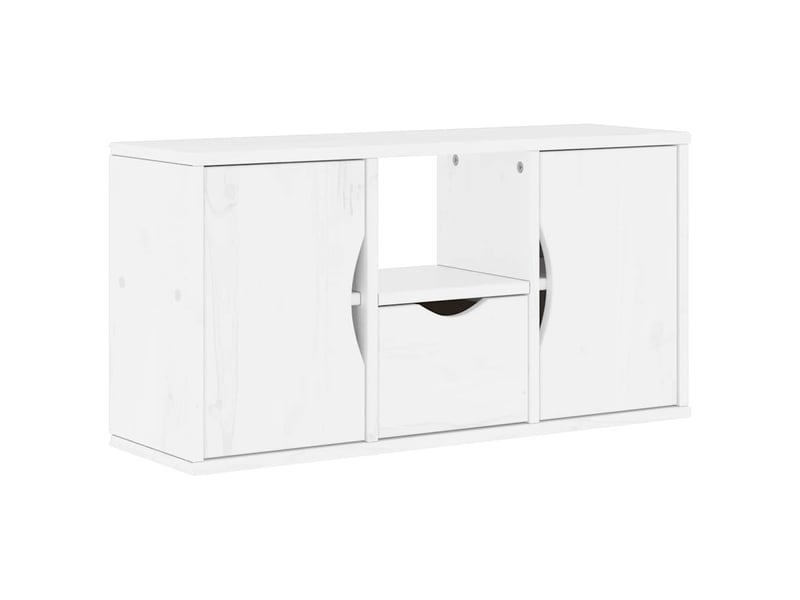  Lot de 4 meubles tv modulaires style rustique salon rangement optimal 79 x 40 x 24 cm en pin massif blanc 02_0055989  - Conforama E
