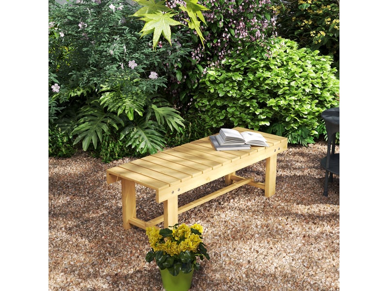  Banc de jardin 2 places style rural chic assise à lattes dim. 110l x 38l x 35h cm bois de sapin pré-huilé  - Conforama D