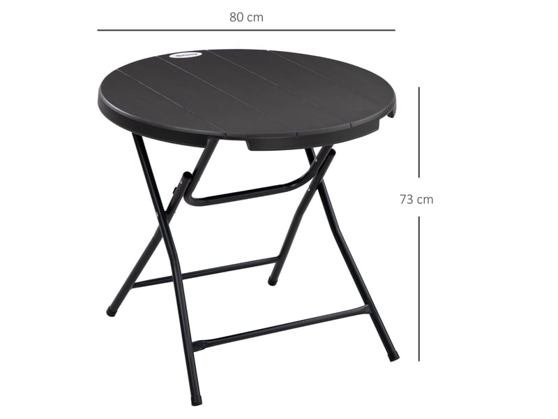  Table de jardin pliante ronde ø80 cm – gris foncé – 4 places, pliage rapide et rangement compact  - Conforama C