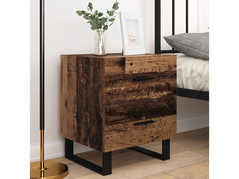  Table de chevet 2 pièces bois ancien et noir 40 x 35 x 47,5 cm  - Conforama D