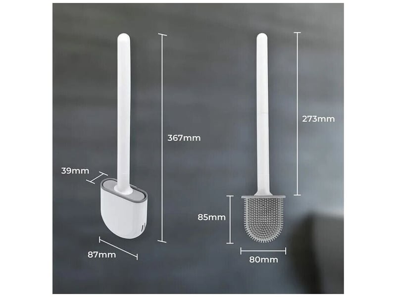 2pièce brosse wc silicone avec support manche plastique antidérapant séchage rapide - Conforama D
