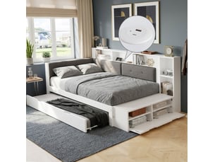 Lit gigogne 120x200 cm <strong>HAVRYA</strong> <strong></strong> coloris blanc