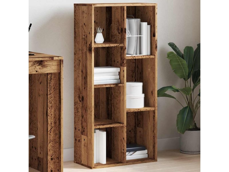  Bibliothèque, meuble de rangement salon vieux bois 50x25x104 cm  - Conforama D