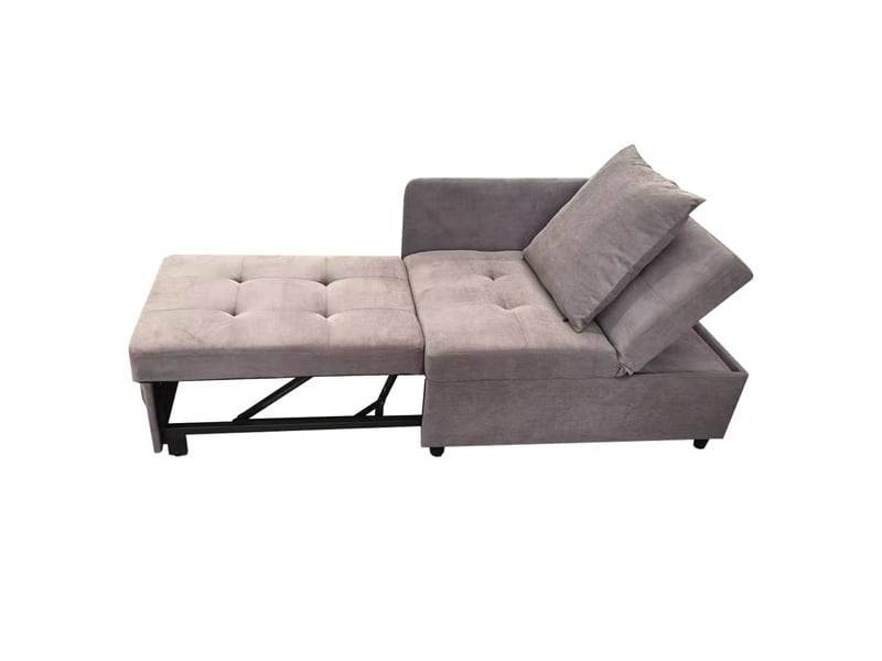  Canapé convertible lit gris tissu lin, canapé-lit 3 en 1 avec tiroirs intégrés et dossier réglable pour salon ou chambre  - Conforama A