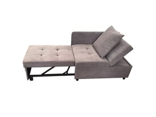 Canapé convertible lit gris tissu lin, canapé-lit 3 en 1 avec tiroirs intégrés et dossier réglable pour salon ou chambre