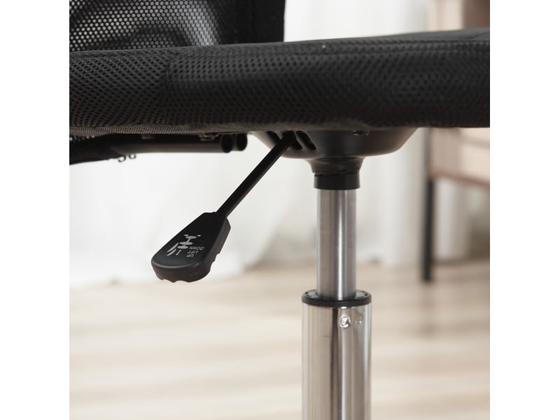  Chaise de bureau ergonomique sans accoudoirs noire, réglable 90-100 cm et pivotante à 360° pour le travail  - Conforama D