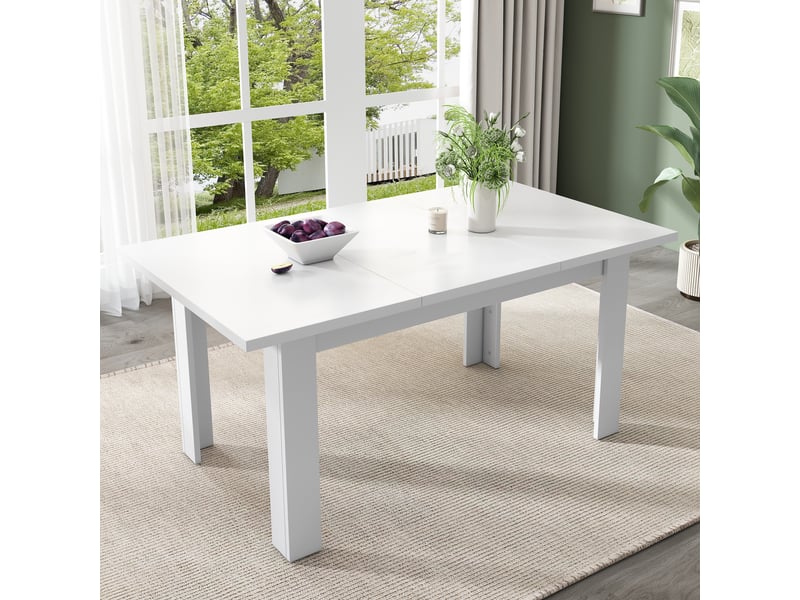  Table à manger 120x70 cm – blanc – rangement ouvert – multifonction – idéal petit espace – design moderne  - Conforama B