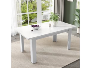Table à manger 120x70 cm – blanc – rangement ouvert – multifonction – idéal petit espace – design moderne