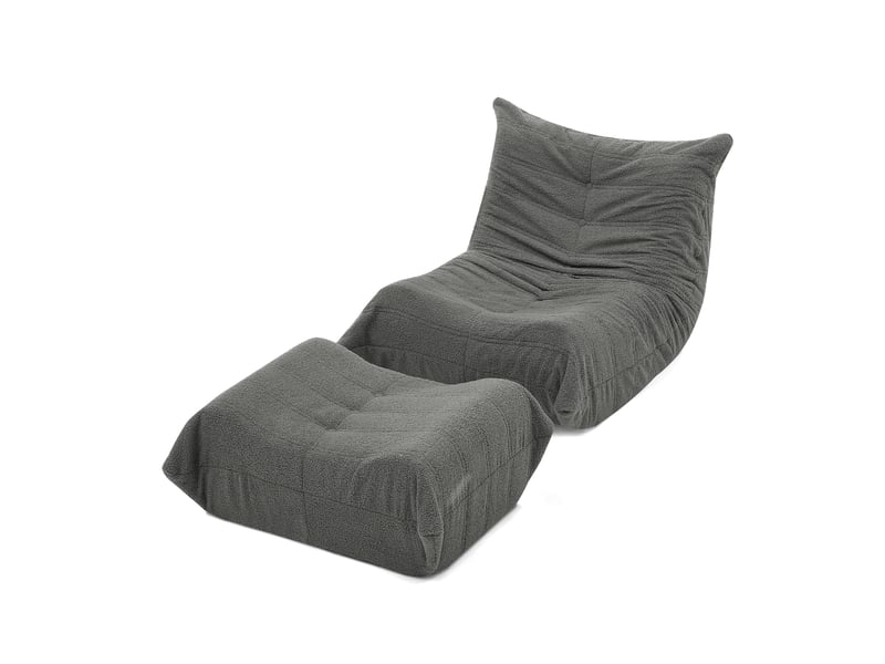 Fauteuil de sol modenvie avec dossier et repose-pieds 100 x 90 x 70 cm tissu bouclette gris - Conforama A
