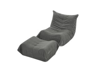 Fauteuil de sol modenvie avec dossier et repose-pieds 100 x 90 x 70 cm tissu bouclette gris