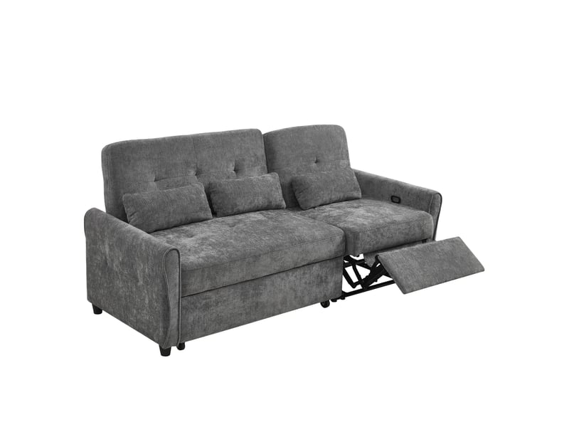 Canapé extensible 3 places 176x148x83 cm en chenille gris - Conforama A