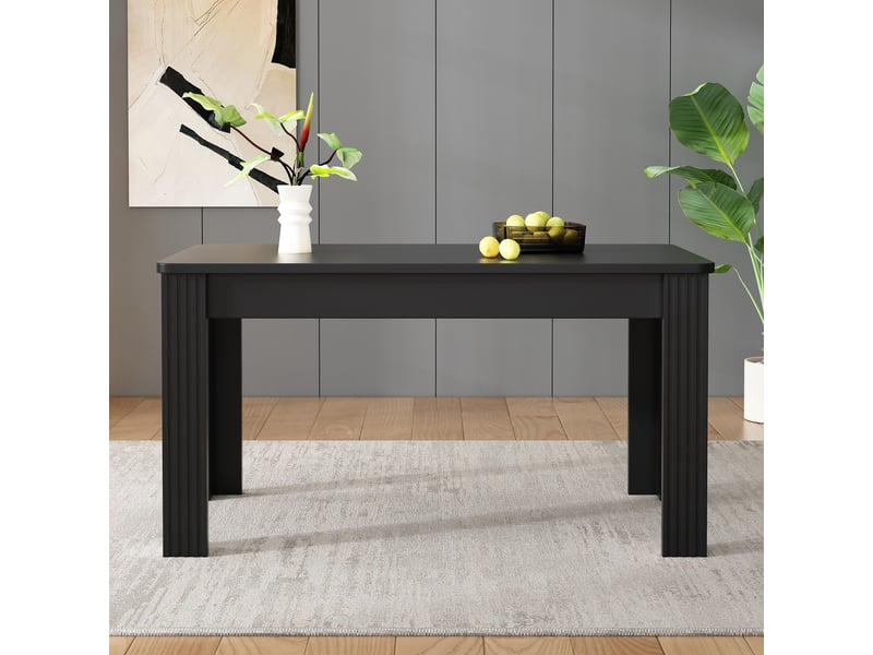  Table à manger rectangulaire, 116 x 65 x 75 cm, table à quatre pieds, style moderne, noir  - Conforama D