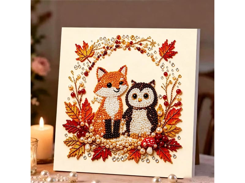 Kit diy peinture diamant renard-hibou mignon, 3d perles – 30x40cm, activité manuelle et déco  - Conforama B