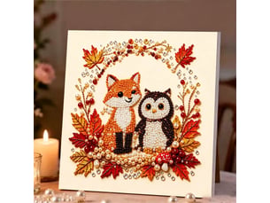 Kit diy peinture diamant renard-hibou mignon, 3d perles – 30x40cm, activité manuelle et déco