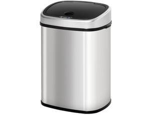Poubelle de cuisine 48 l à capteur infrarouge, acier inoxydable argenté, ouverture sans contact hygiénique