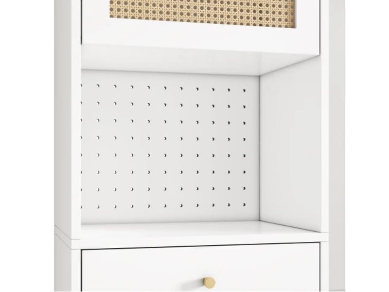  Ensemble vestiaire 99×35×180cm, banc + miroir + chaussures, rotin, pieds fer, entrée  - Conforama E
