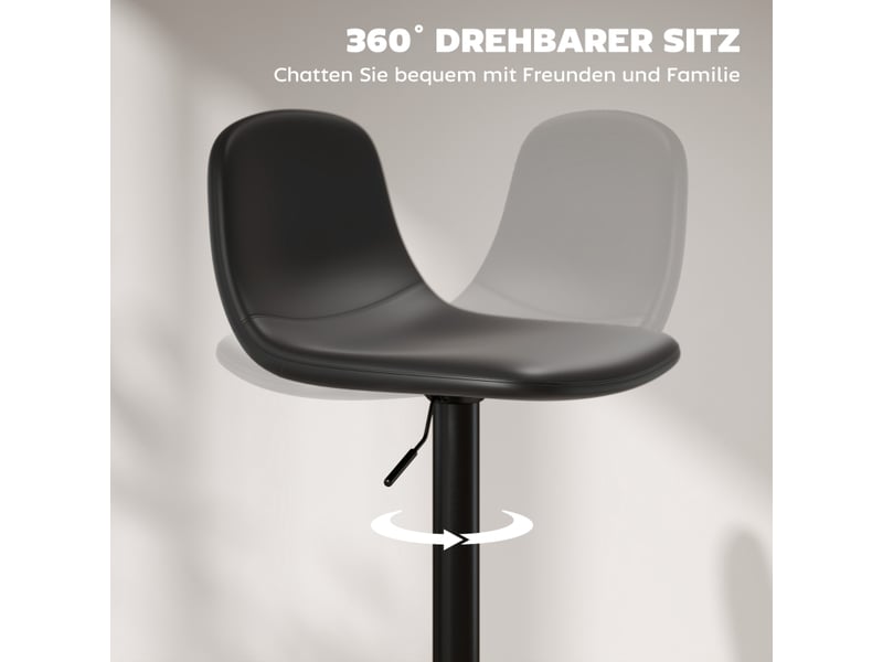  Lot de 2 tabourets de bar réglables,40,5x44x104 cm,pivotants,similicuir,noir  - Conforama D