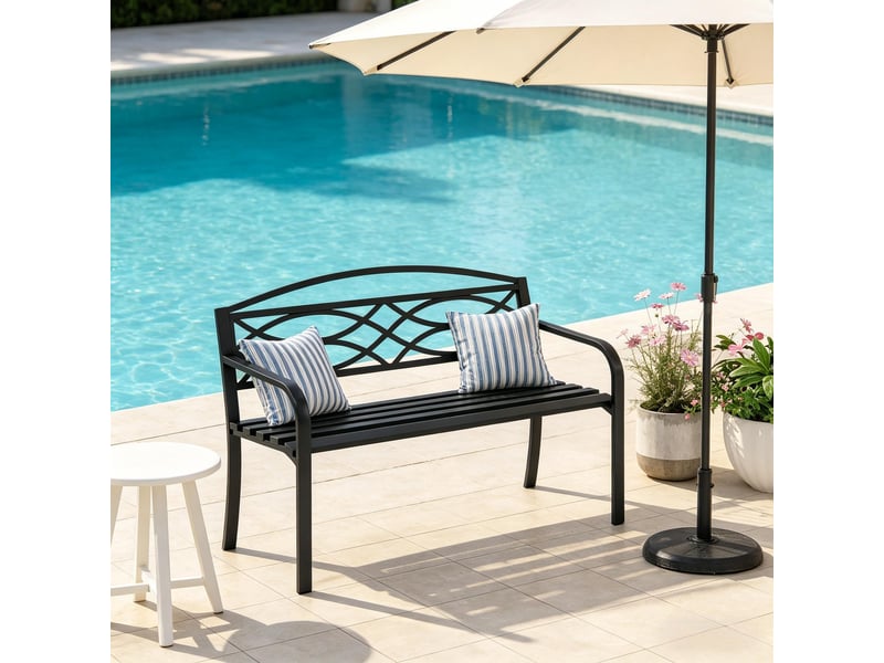 Banc de jardin robuste avec dossier, banc d’extérieur pour terrasse, patio et parc - Conforama E