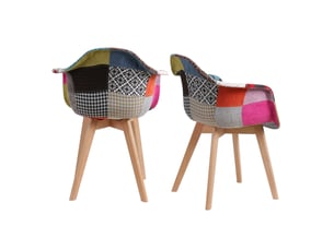 Chaises patchwork vintage (lot de 2) - pieds en bois massif - chaises de salle à manger et de salon (rouge)