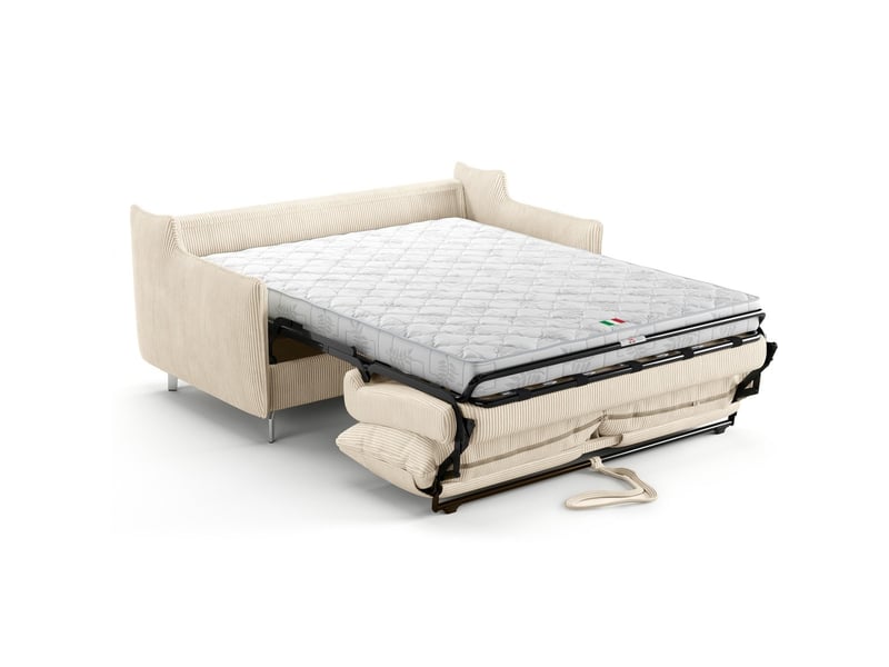 Canapé droit convertible 3 places en velours côtelé beige - ouverture express - astoria Astoria - Conforama D