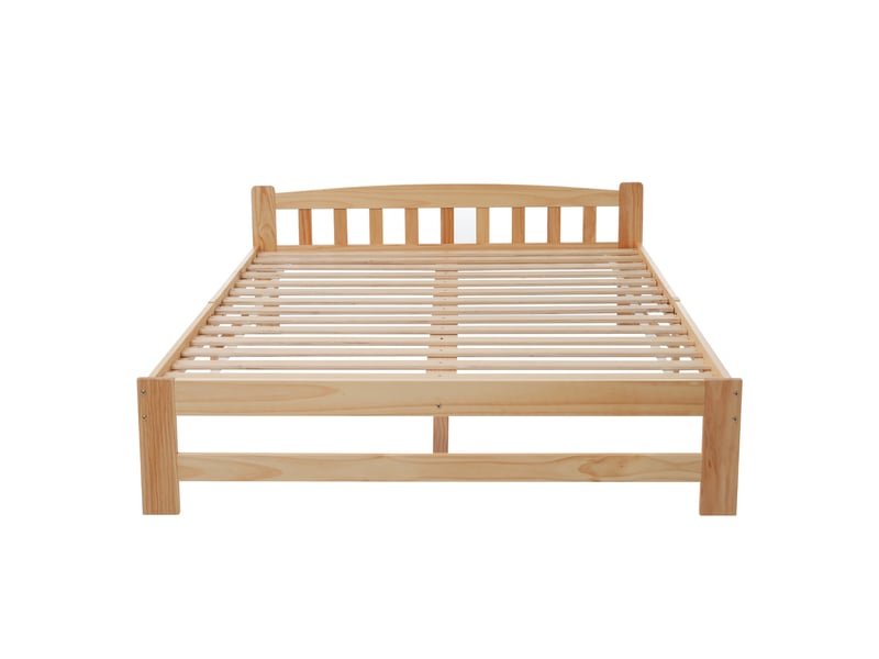  Lit futon en bois massif, lit double, lit en bois massif naturel avec tête de lit et sommier à lattes, lit enfant, lit adulte, naturel, 140 x 200 cm  - Conforama D