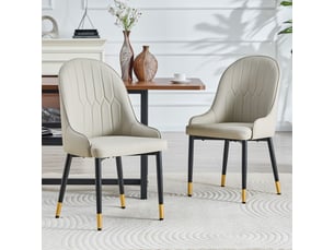 Lot de 2 chaises de salle à manger,similicuir pu,gris chaud et noir