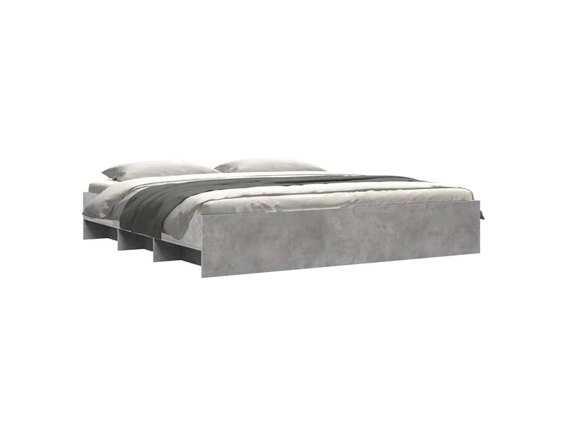  Lit double- lit adulte -  cadre de lit sans matelas gris béton 200x200 cm bois ingénierie  - Conforama B