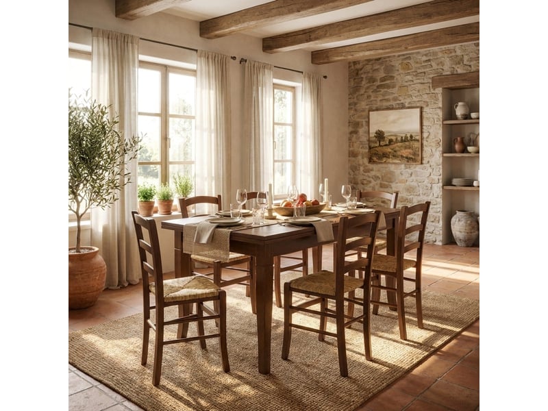 Lot de 2 chaises en bois massif avec assise en paille mara - Conforama B