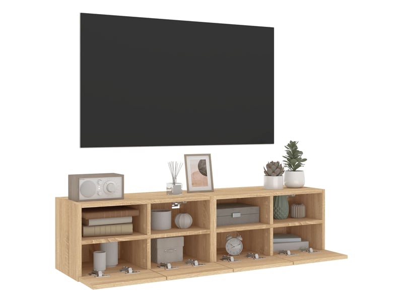  Meubles tv - banc tv - meuble de rangement muraux 2 pcs chêne sonoma 60x30x30cm bois ingénierie  - Conforama E