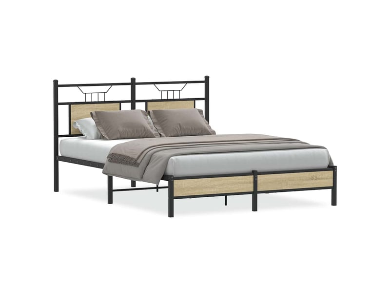  Lit double- lit adulte -  cadre de lit sans matelas chêne sonoma 150x200 cm  - Conforama A