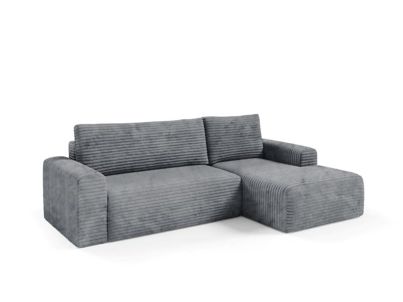  Canapé d'angle convertible en velours côtelé sontii gris  - Conforama C