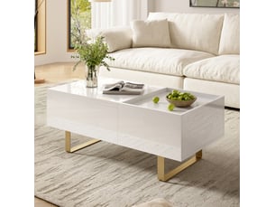 Table basse rectangulaire coloris blanc MEUBLIV - 50 cmx100 cm