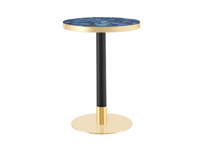  Table d’appoint ronde,60x60x74 cm,mdf,effet marbre bleu et métal doré  - Conforama A