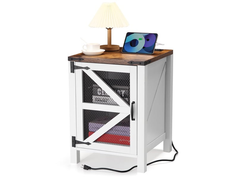  Table de chevet rustique avec station de facturer – table d’appoint en bois, porte de grange, espace de rangement – chambre ou salon PHO_0ZYR0GY4 - Conforama A