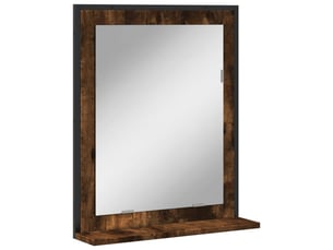Miroir de salle de bain, miroir de toilette et étagère chêne fumé bois d’ingénierie cf62544