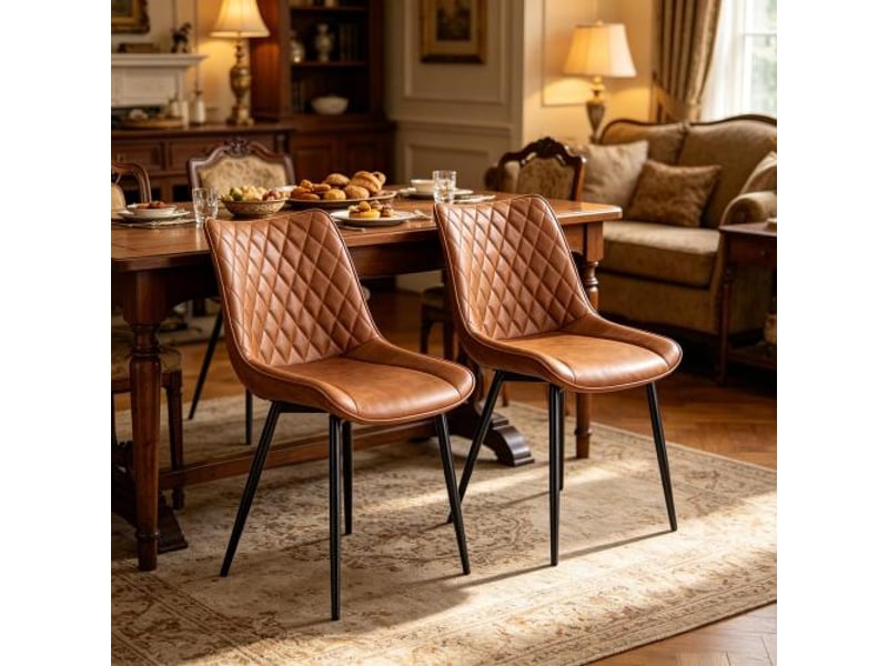 Chaise rembourrée au dossier incurvé – chaise d’appoint design pour bureau et salle à manger – lot de 2 - Conforama B