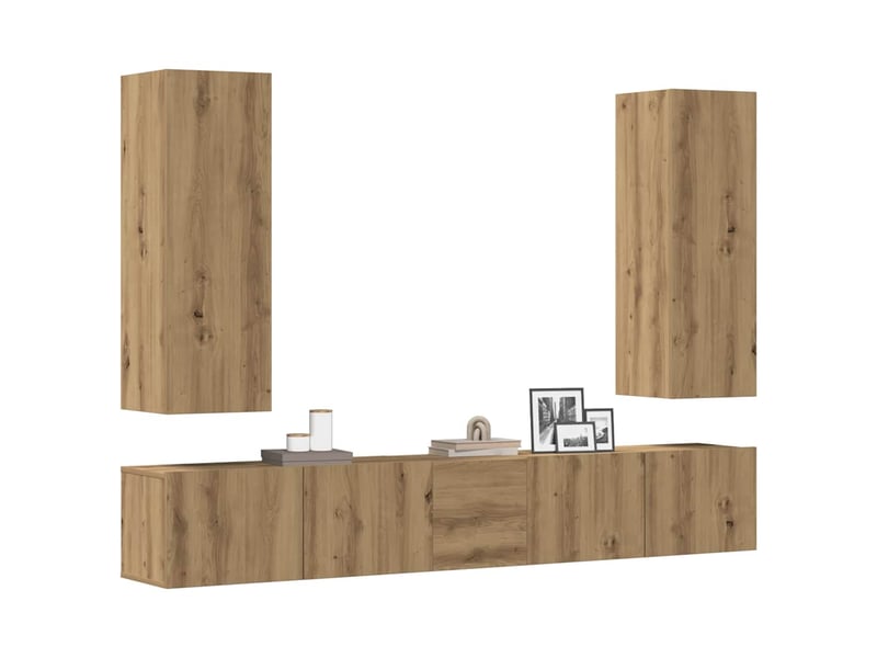  Ensemble de meuble tv - banc tv - meuble de rangement mural 5 pcs chêne artisanal  - Conforama B