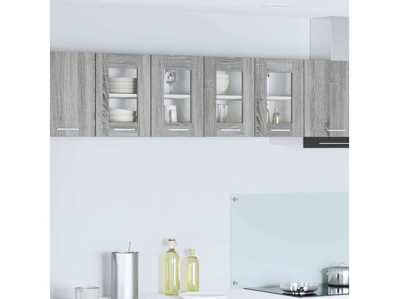 Meuble de rangement cuisine, armoire suspendue 2 pcs gris sonoma bois d'ingénierie shl2426 - Conforama B