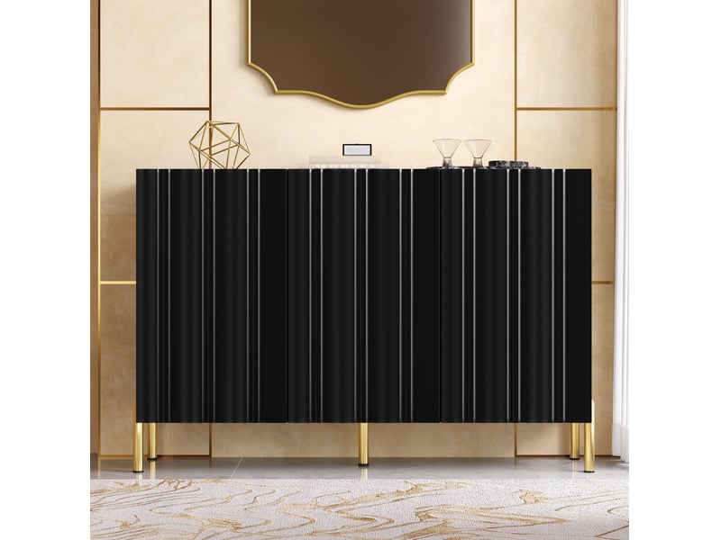  Meuble à chaussures et buffet 120 x 35,5 x 80 cm en mdf et panneaux de particules avec 3 portes et étagères réglables noir chicfurn  - Conforama C