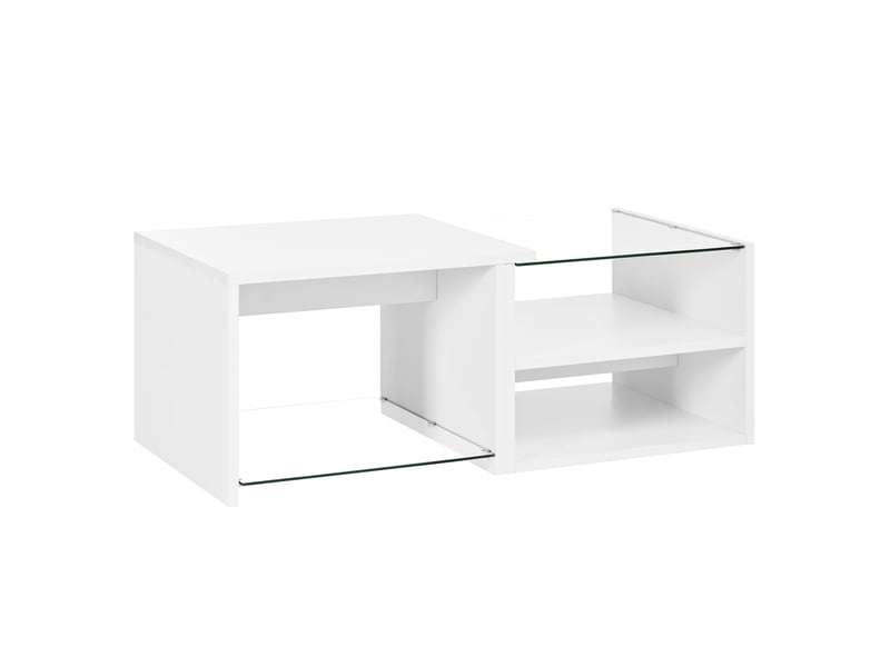 Table basse à led avec rangements ouverts 100x50x38 cm blanche - Conforama D