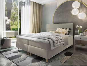 Lit avec rangement 180x200 cm <strong>MASSENO</strong> <strong></strong> coloris beige