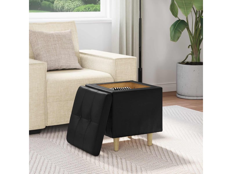  Ottoman, repose pied salon avec rangement noir 40x40x45 cm simili cuir  - Conforama D