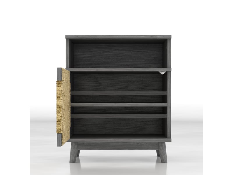  Lot de 2 tables de chevet boho 48x35x58 cm gris avec porte  - Conforama D