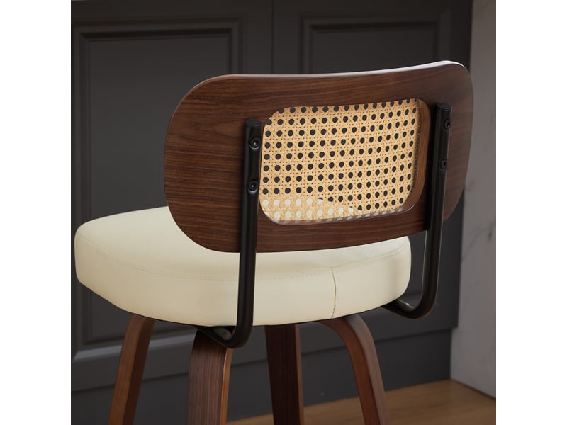  Lot de 3 tabourets de bar pivotants à 360° en similicuir pu beige W3223P403702 - Conforama E