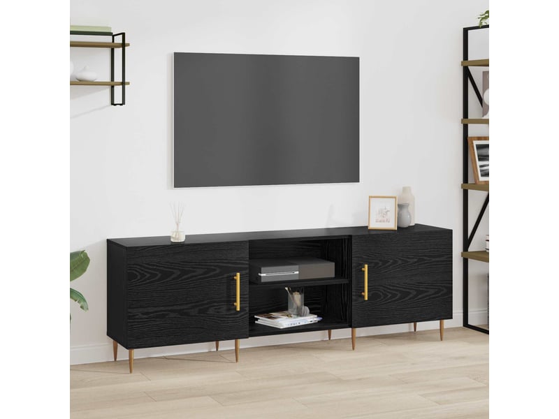 Meuble tv - banc tv - meuble de rangement 150 x 30 x 50 cm chêne noir bois d'ingénierie - Conforama B