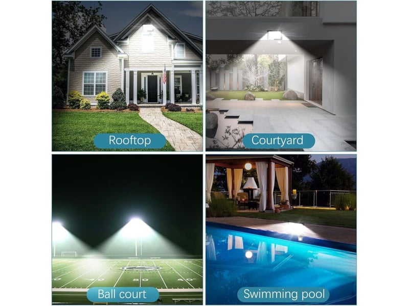 Projecteur led extérieur 100w, lumière blanche froide 10000lm 6500k, étanche ip66, 144 led, garage - rwprojecteur seul - Conforama D