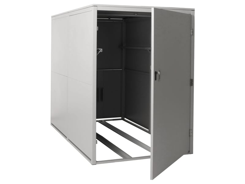  Garage à vélos double abri métallique verrouillable avec rails 160 x 113 x 209 cm en fer gris clair 04_0006964  - Conforama A