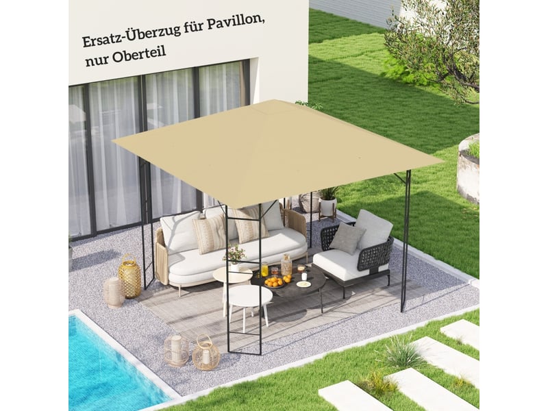  Toit de remplacement pour pavillon - 3x3 m - beige - tissu oxford 370 gm² - résistant à l'eau - upf30+ 298x298x1cm - Conforama B